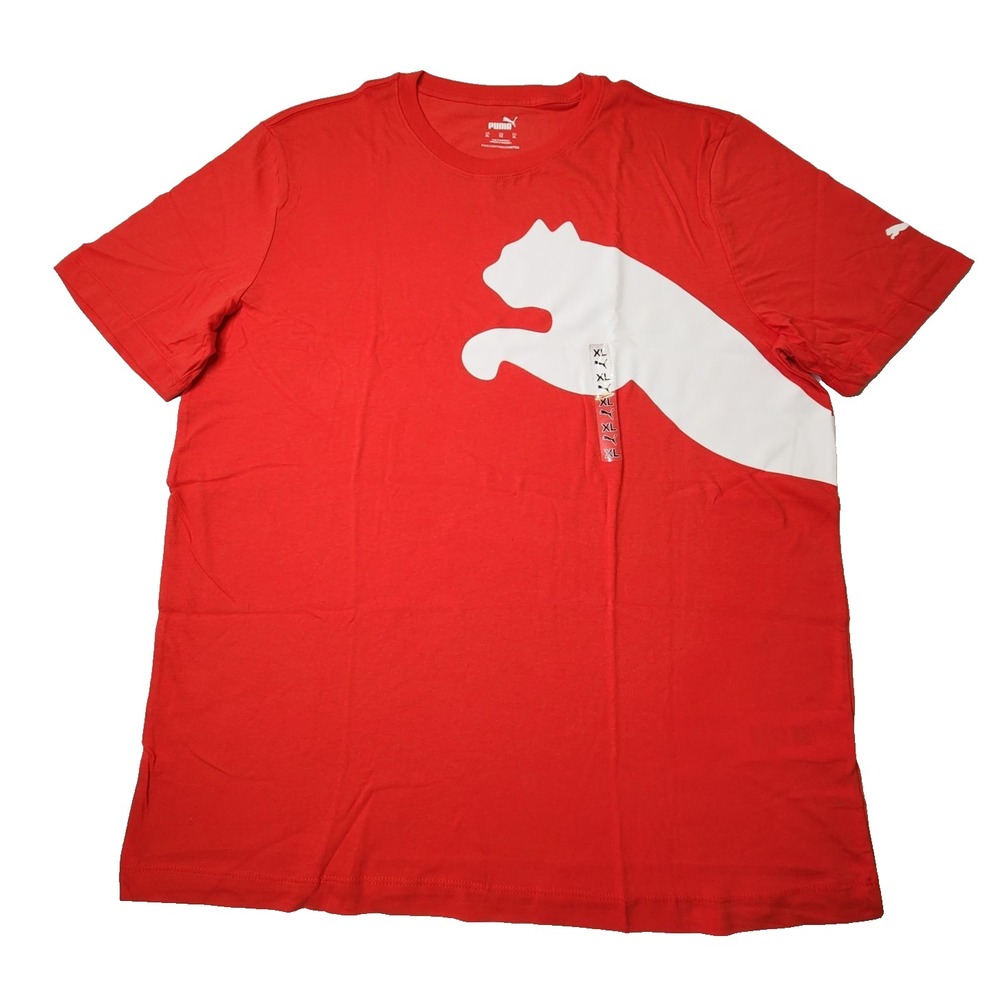 Puma Men's Size 3XL Solid Red Oversized Puma Print Crew-Neck T-Shirt NWT OEM